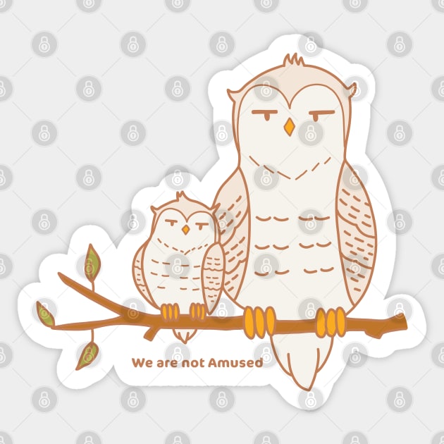 Cute Bored Owls Illustration Sticker by MariOyama